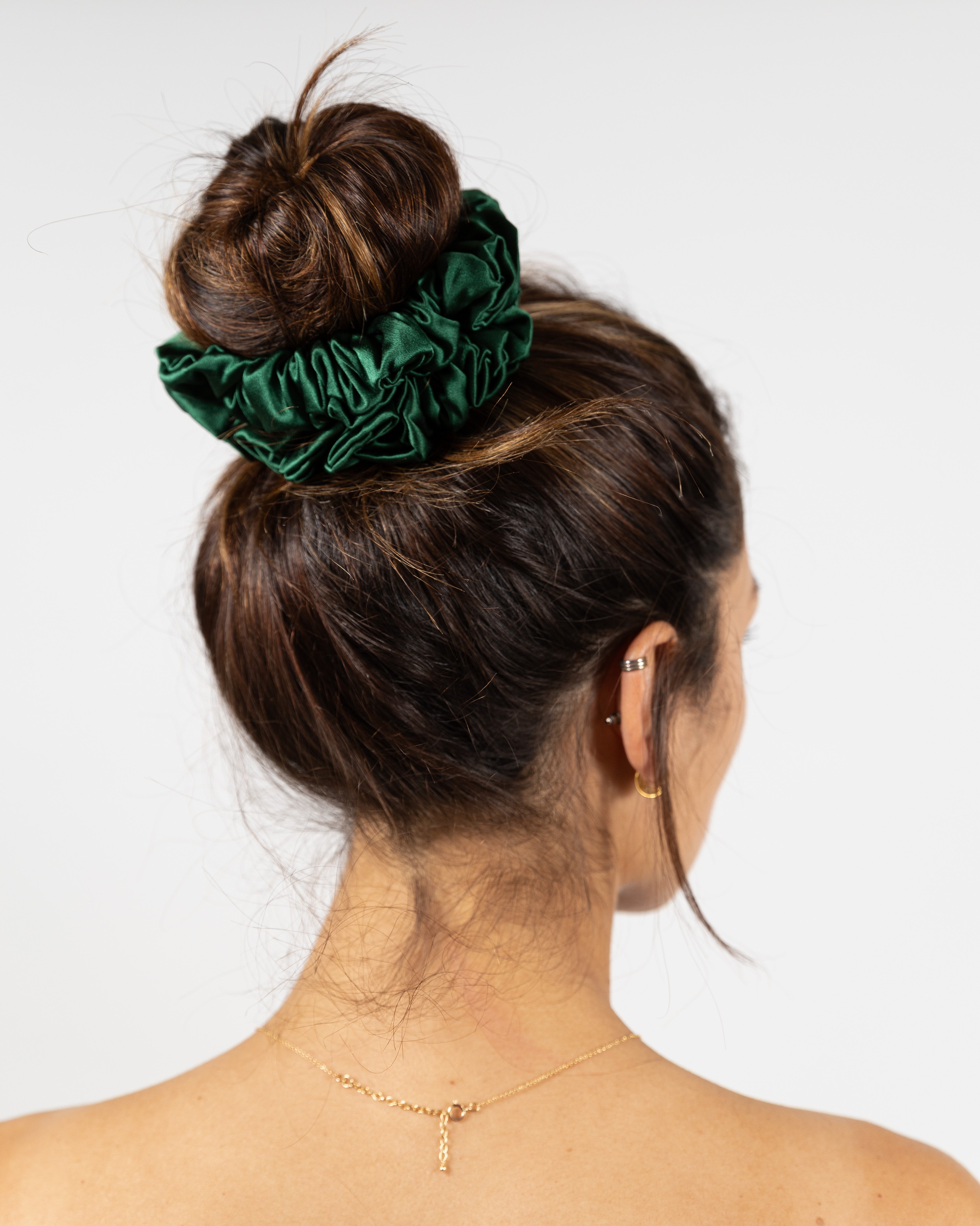 Scrunchy 100% Mulberry Silk - Pine Green