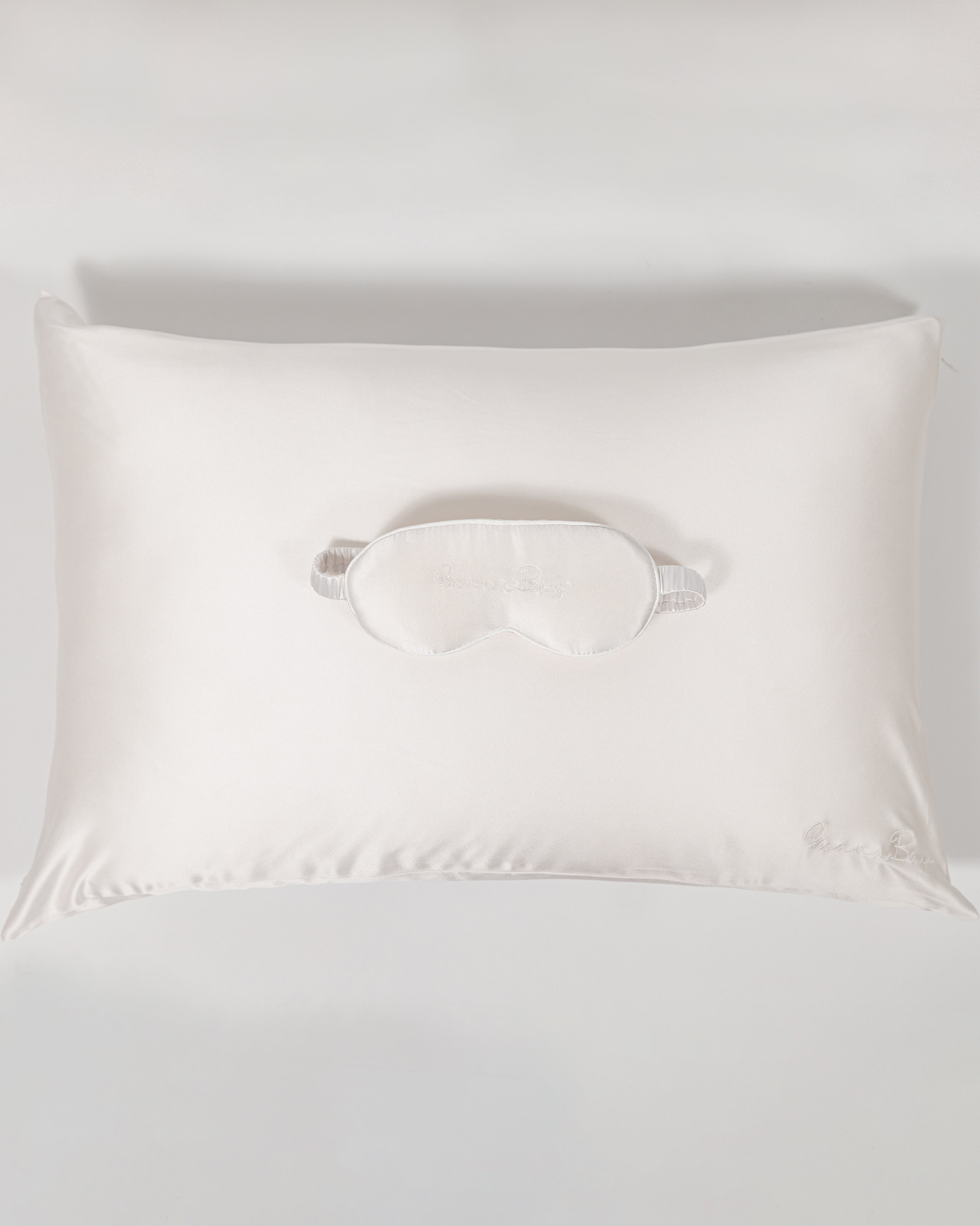 Premium Set 30 Momme- Pillowcase, 3D Eye Mask – White