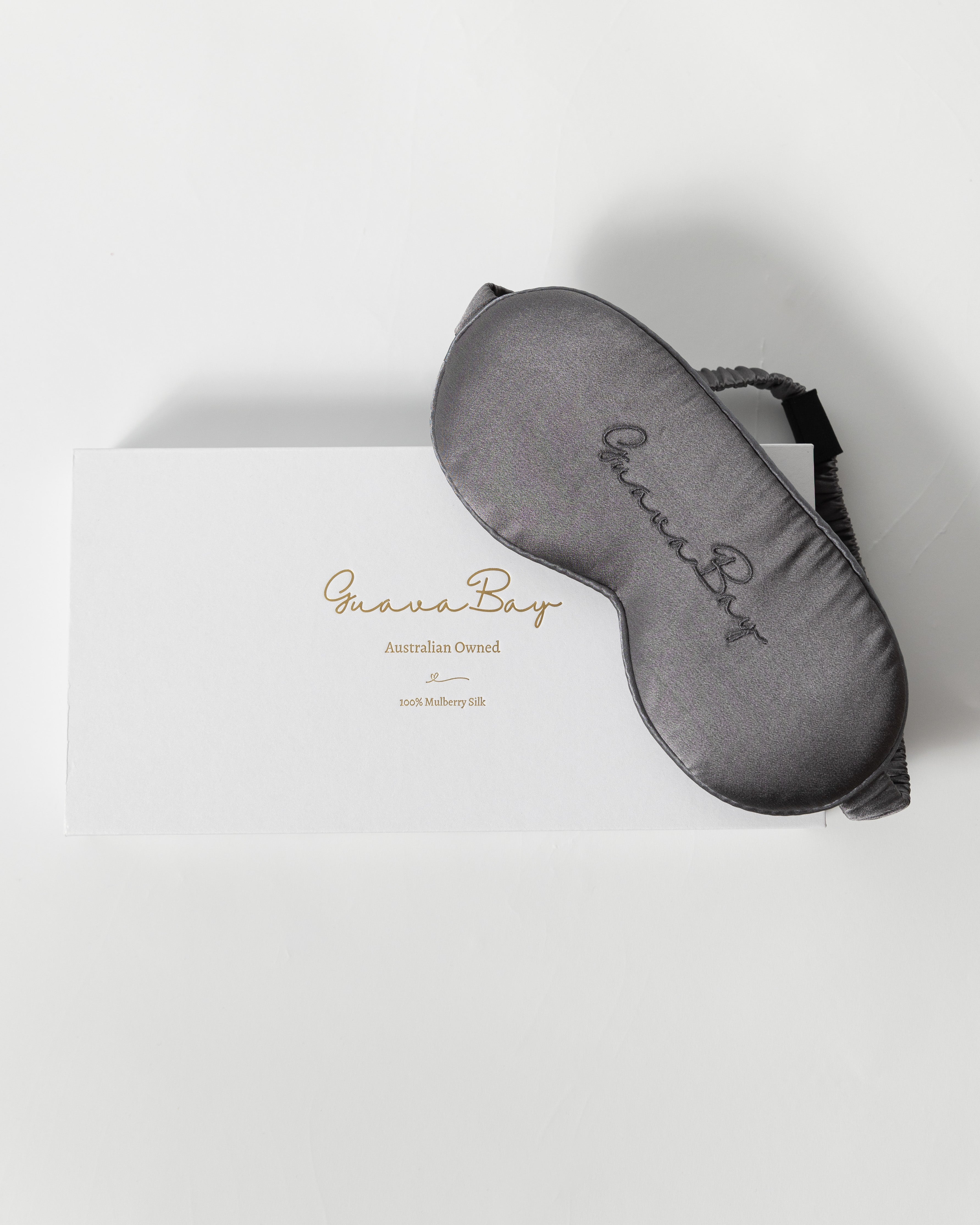 3D Silk Eye Mask 100% Mulberry Silk - Charcoal