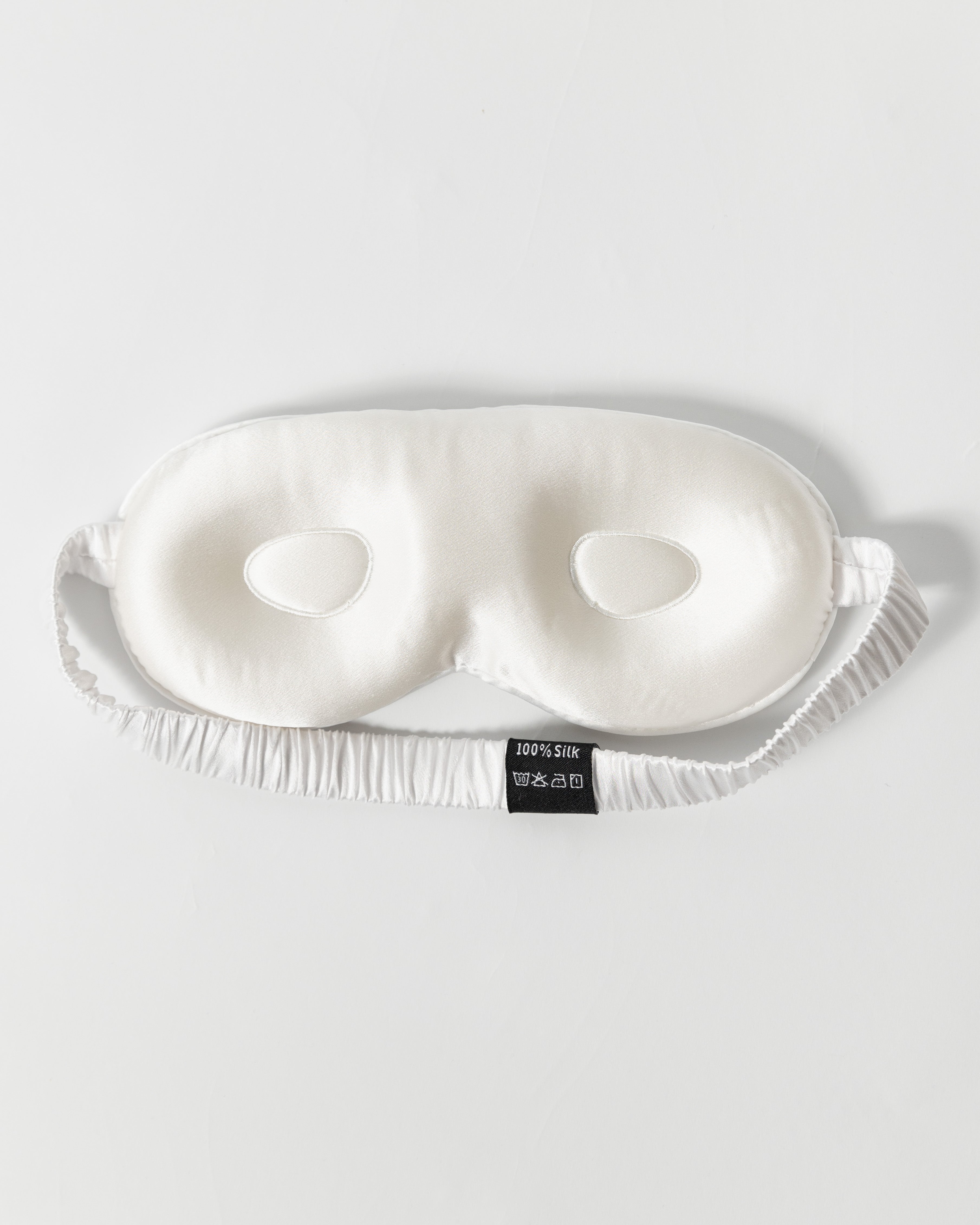 3D Silk Eye Mask 100% Mulberry Silk - White