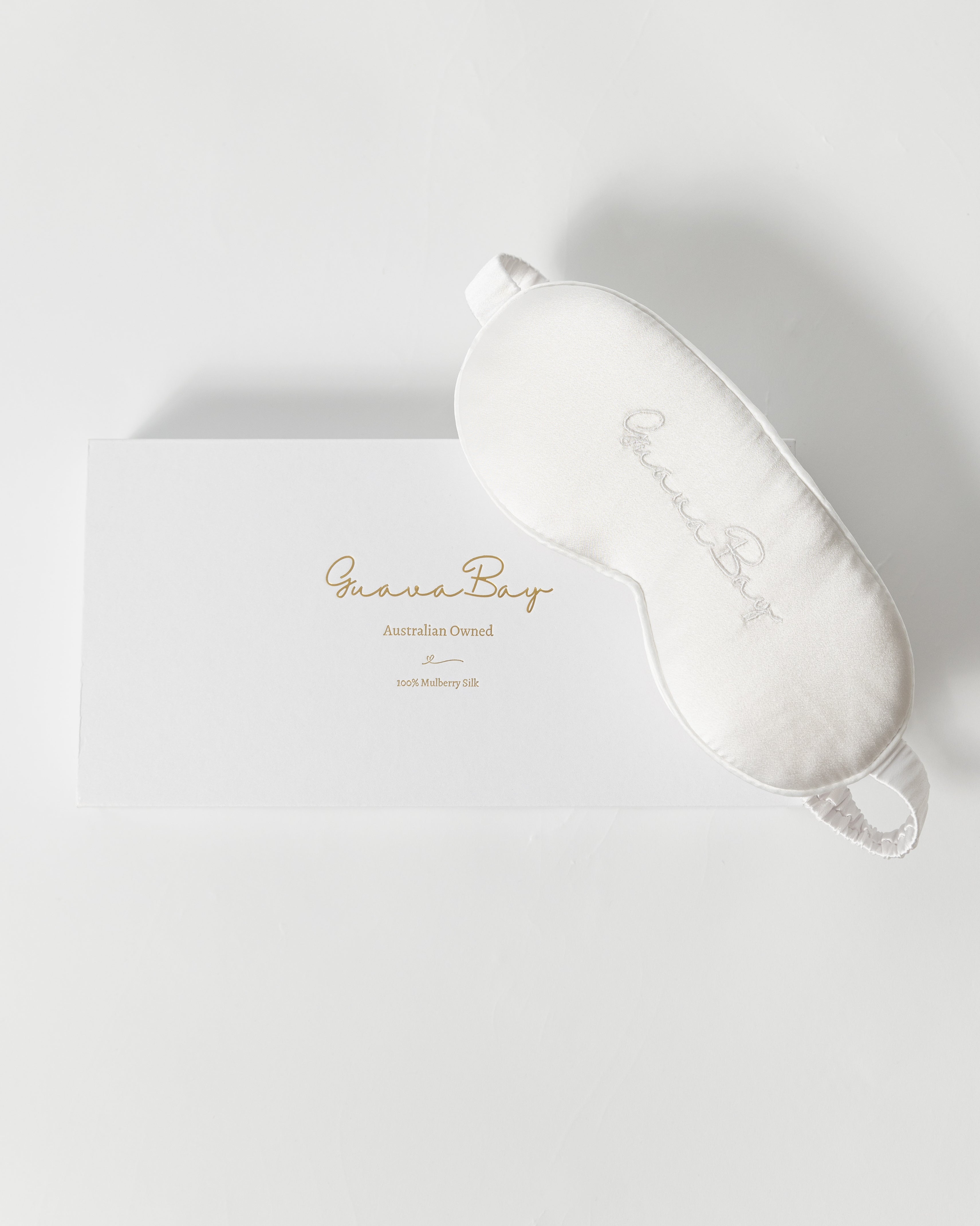 3D Silk Eye Mask 100% Mulberry Silk - White