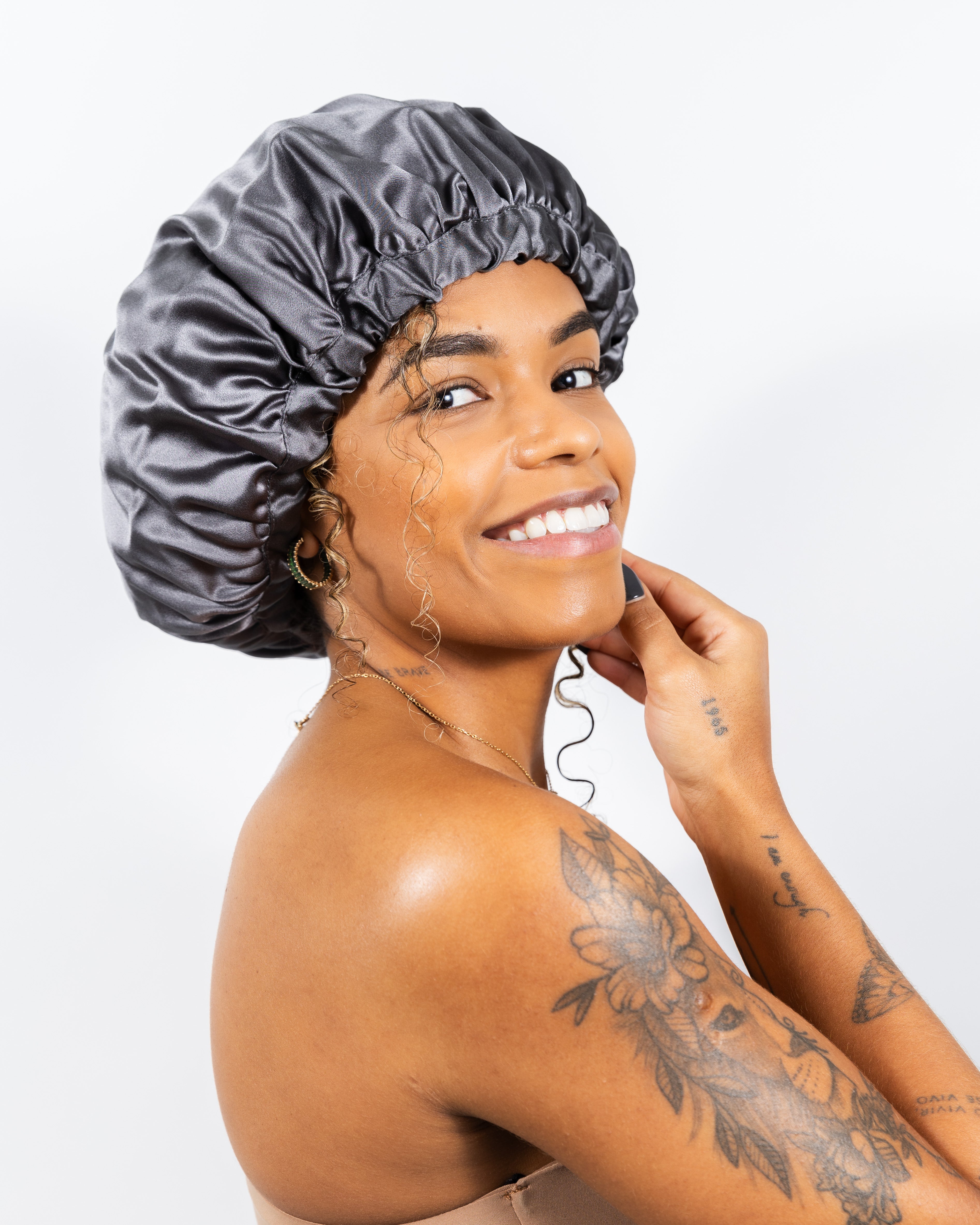 Bonnet 100% Mulberry Silk - Charcoal