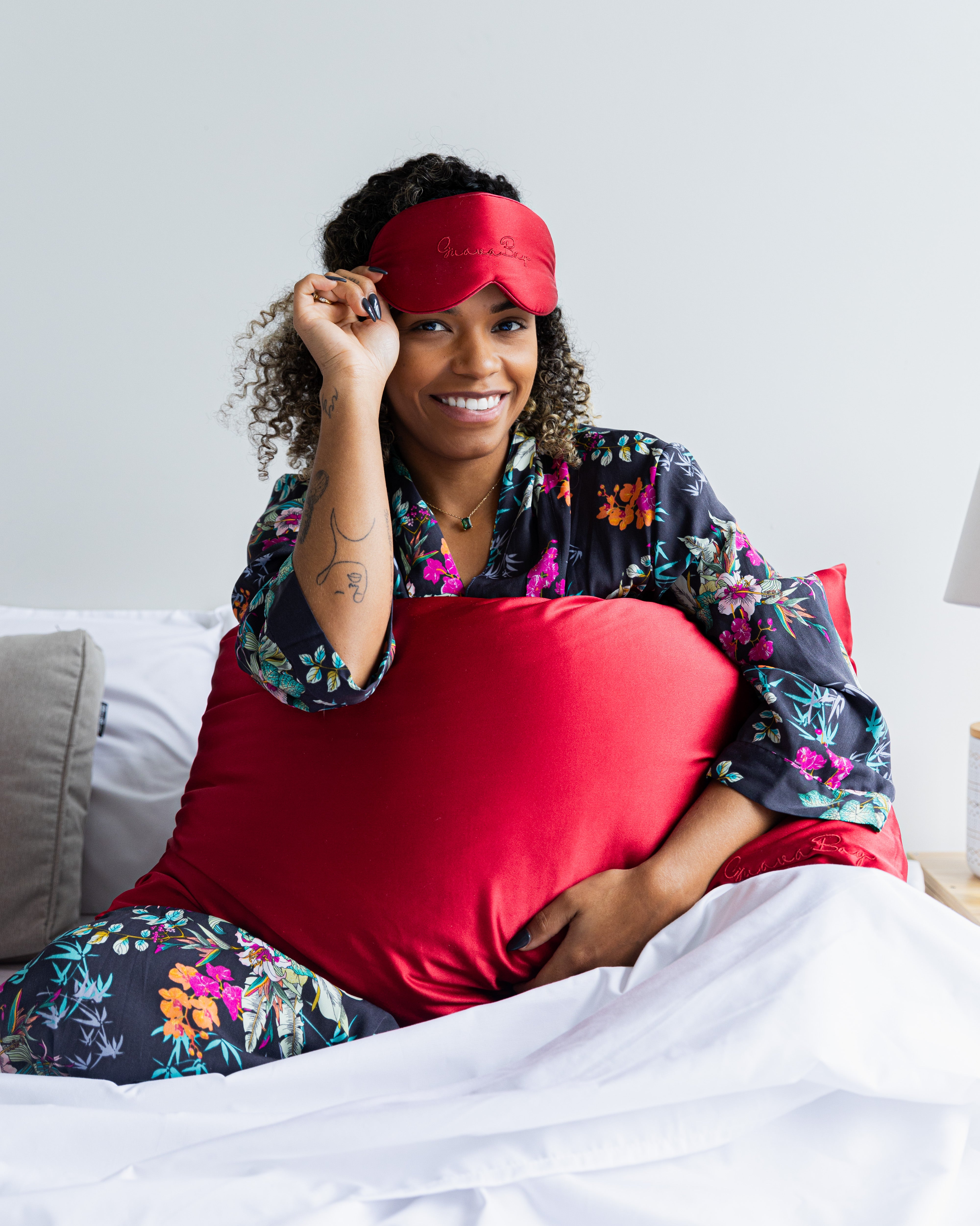 3D Silk Eye Mask 100% Mulberry Silk - Red Wine