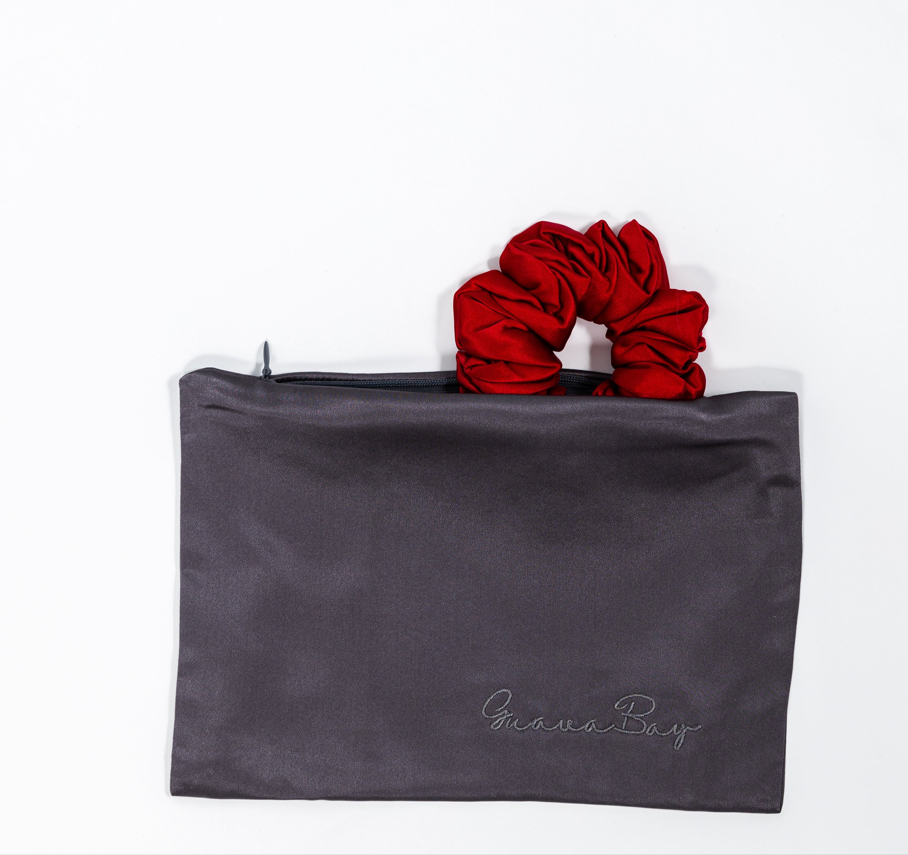 Travel Pouch 100% Mulberry Silk double layer 30 Momme - Charcoal