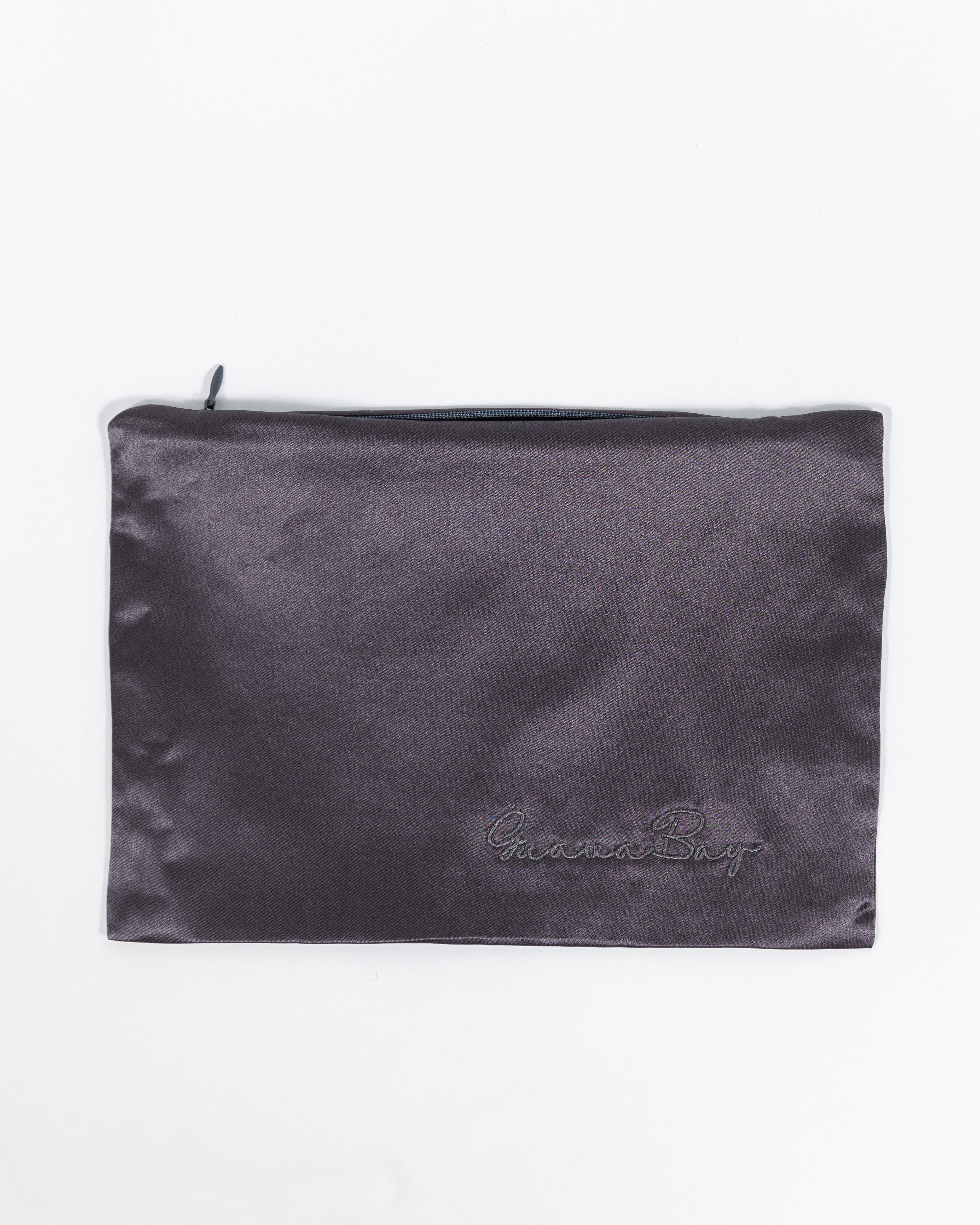 Travel Pouch 100% Mulberry Silk double layer 30 Momme - Charcoal