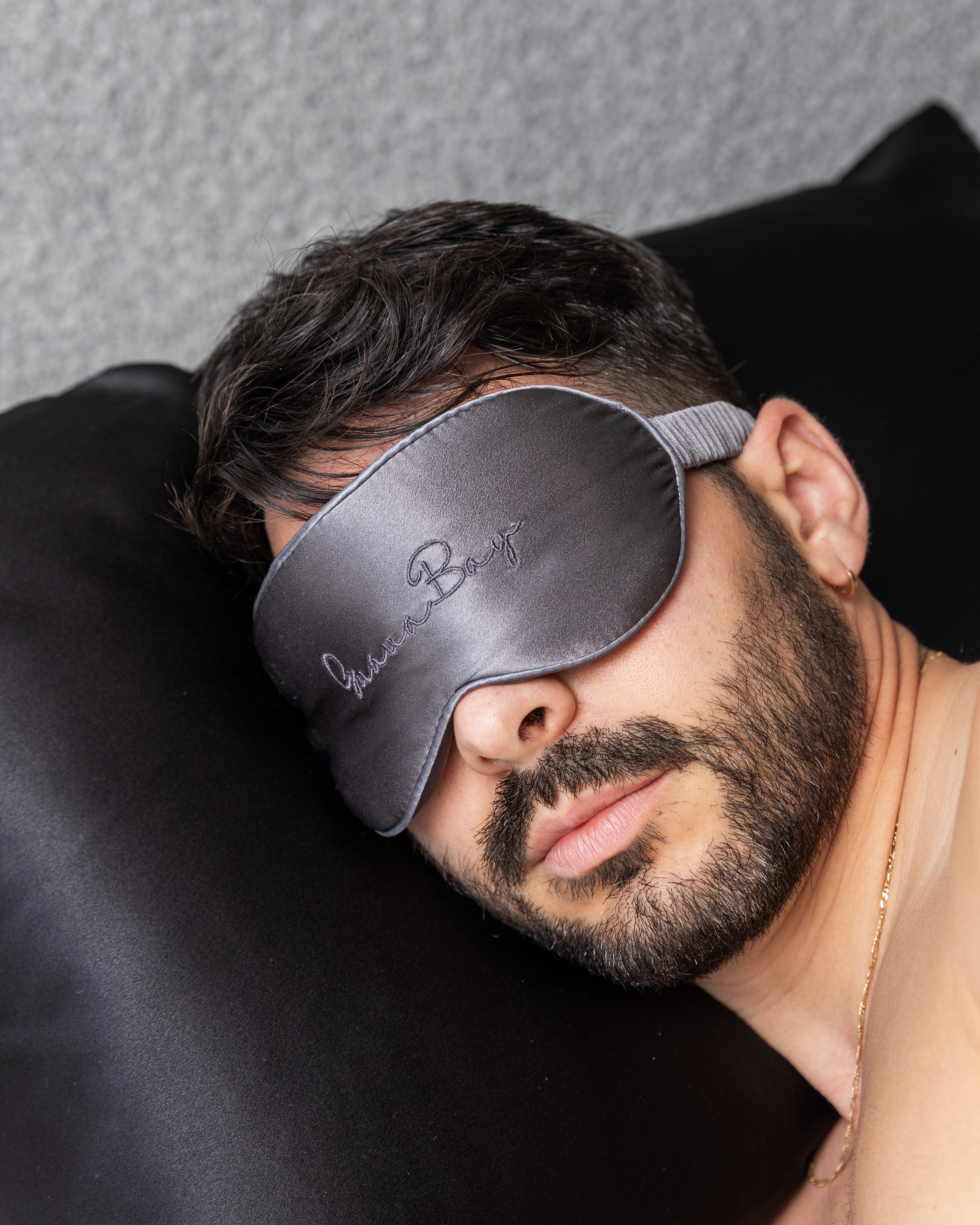 3D Silk Eye Mask 100% Mulberry Silk - Charcoal