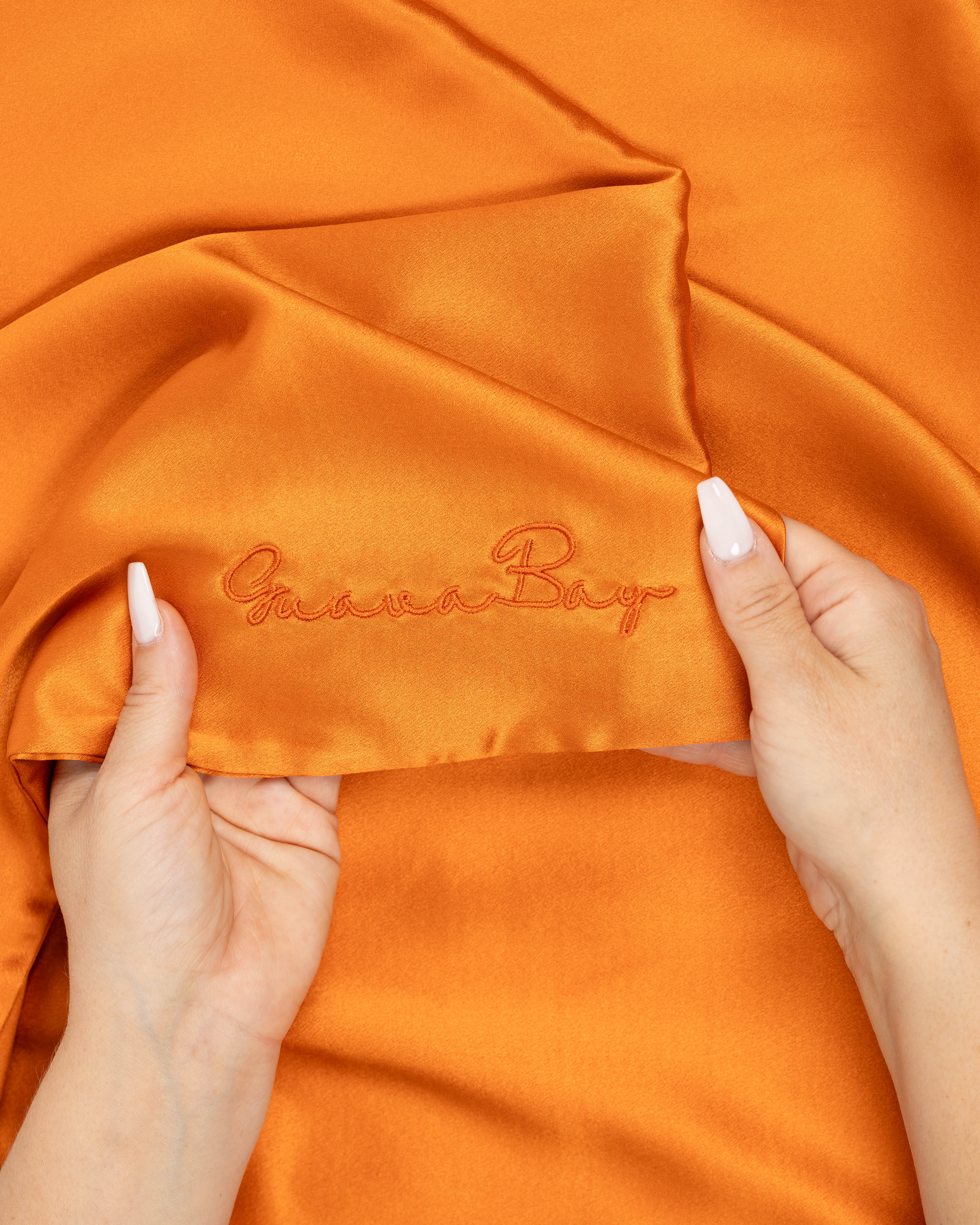 Set of 2 Pillowcases 100% Mulberry Silk – Mandarin Orange