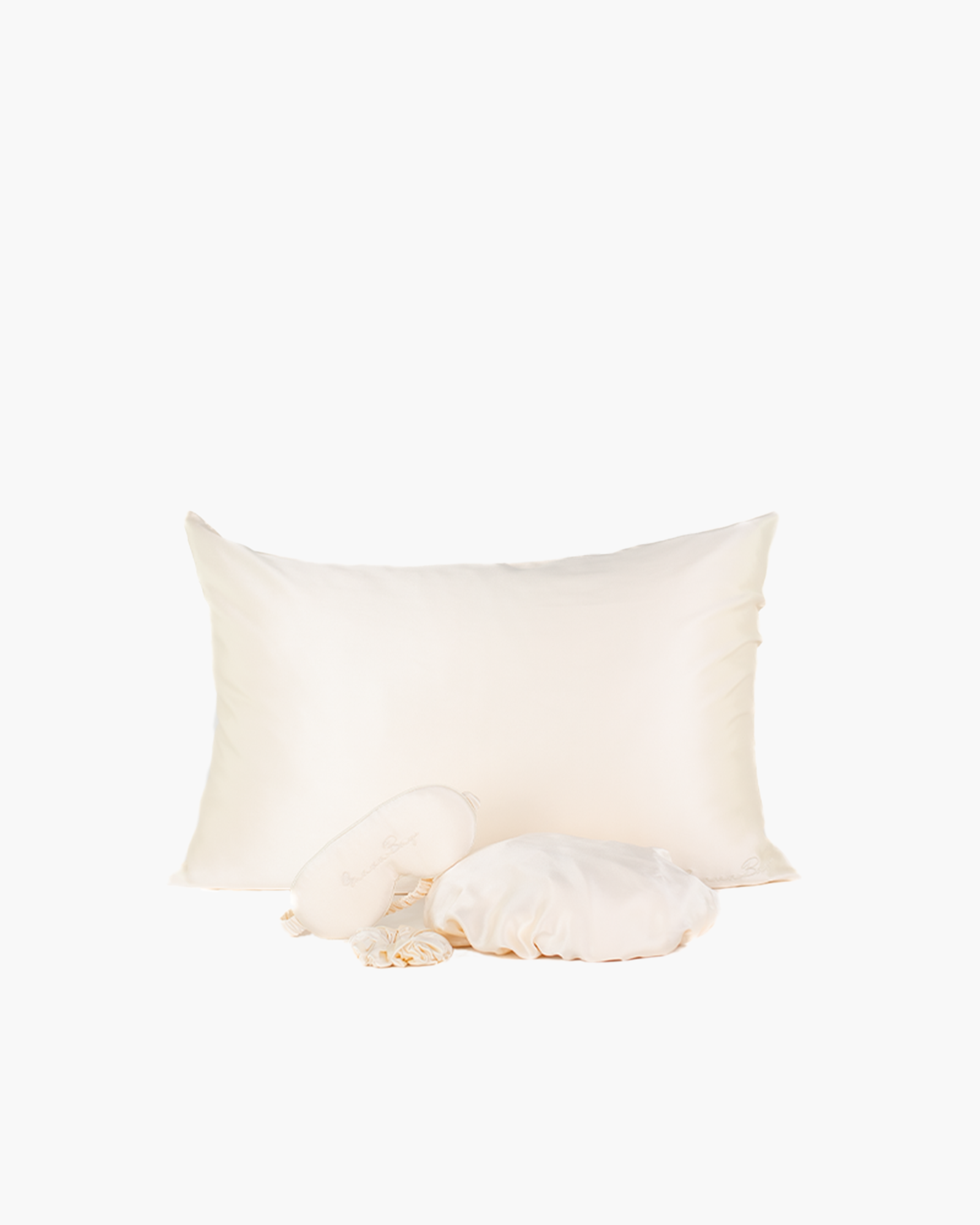 Ultimate Set 30 Momme- Pillowcase, Bonnet, 3D Eye Mask, Scrunchy – Cream