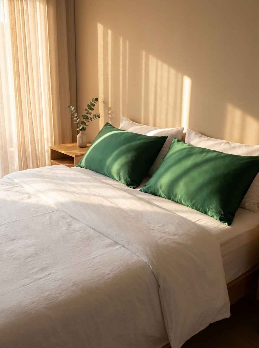 Pillowcase 100% Mulberry Silk – Pine Green