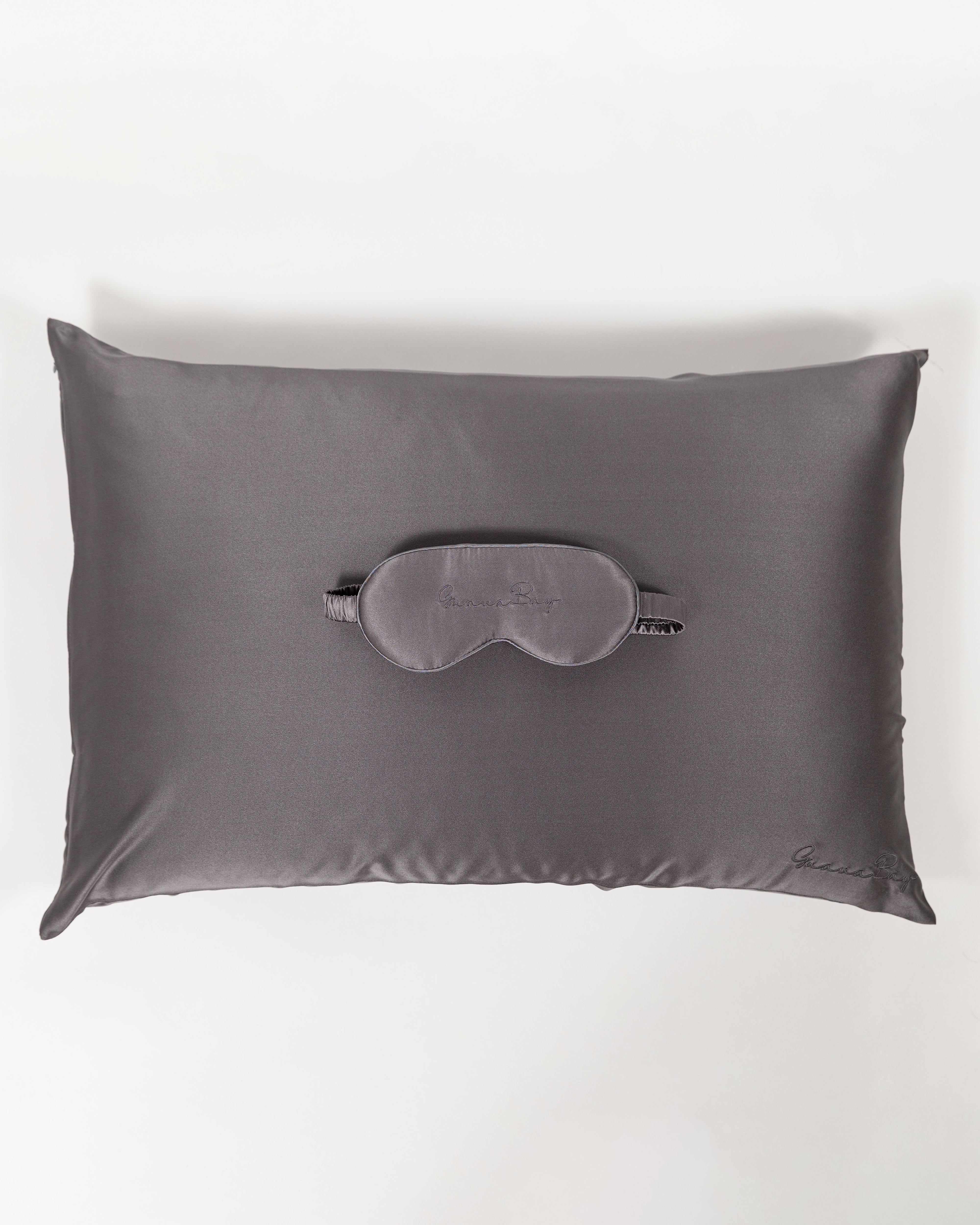 Premium Set 30 Momme- Pillowcase, 3D Eye Mask – Charcoal
