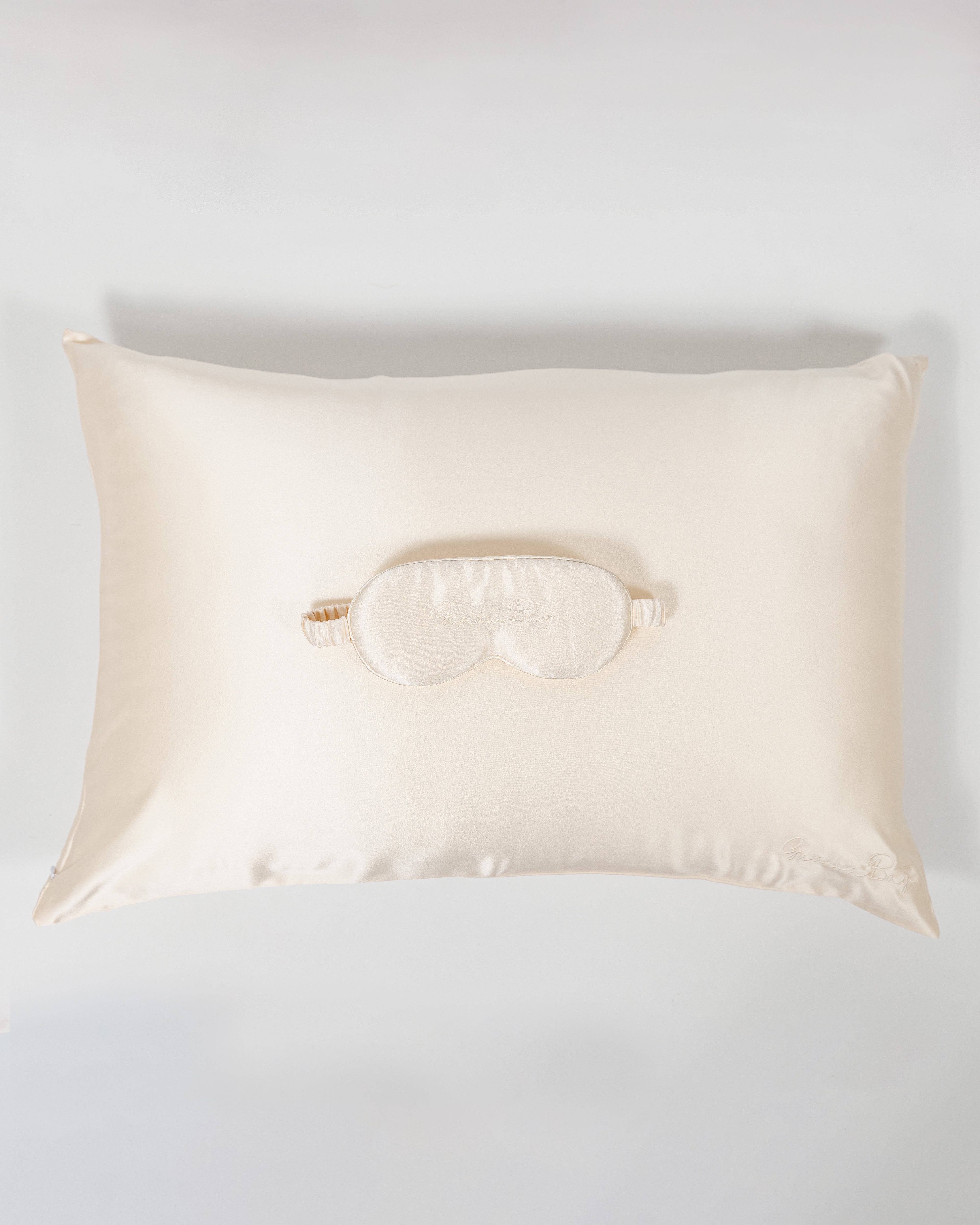 Premium Set 30 Momme- Pillowcase, 3D Eye Mask – Cream