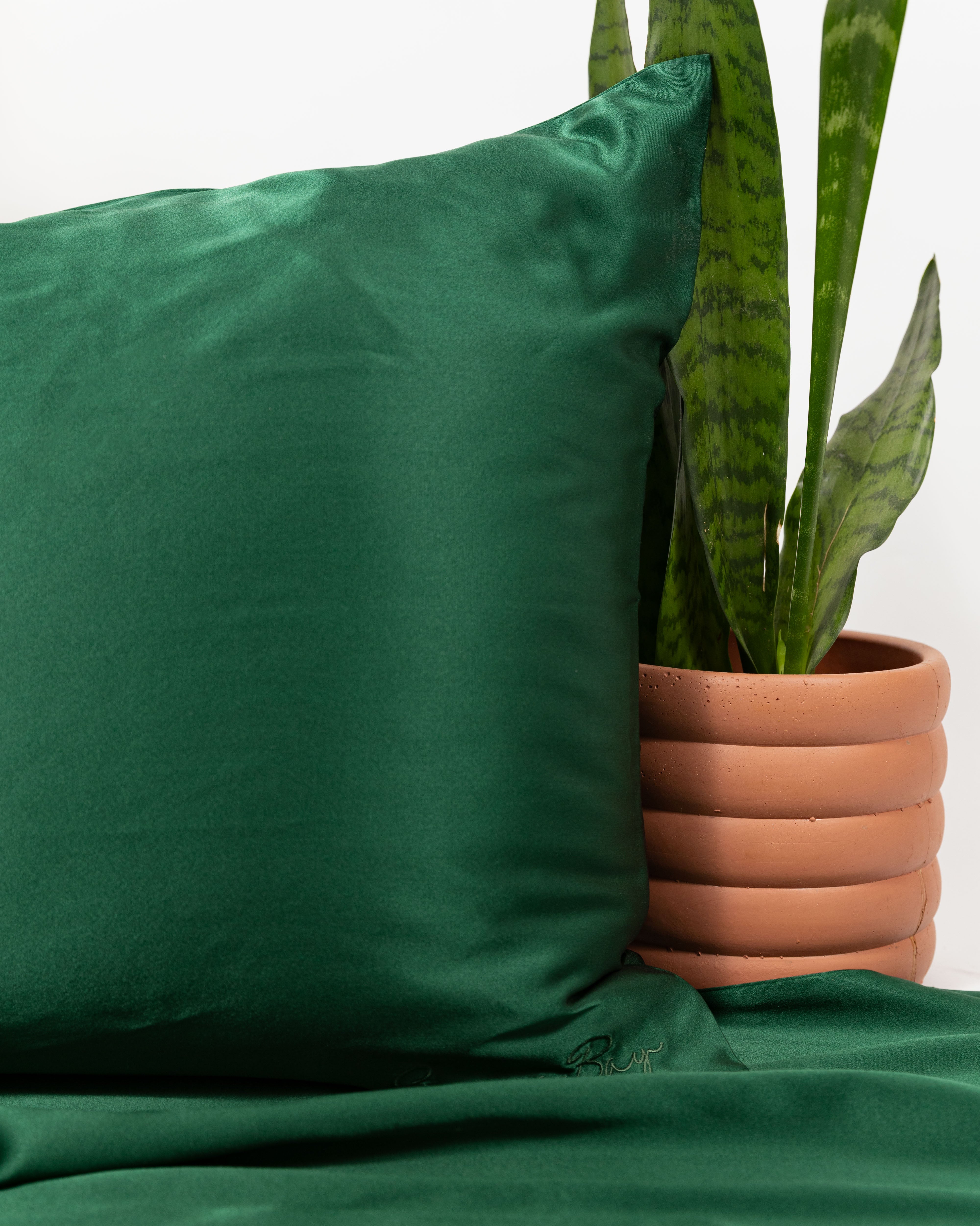 Set of 2 Pillowcases 100% Mulberry Silk – Pine Green