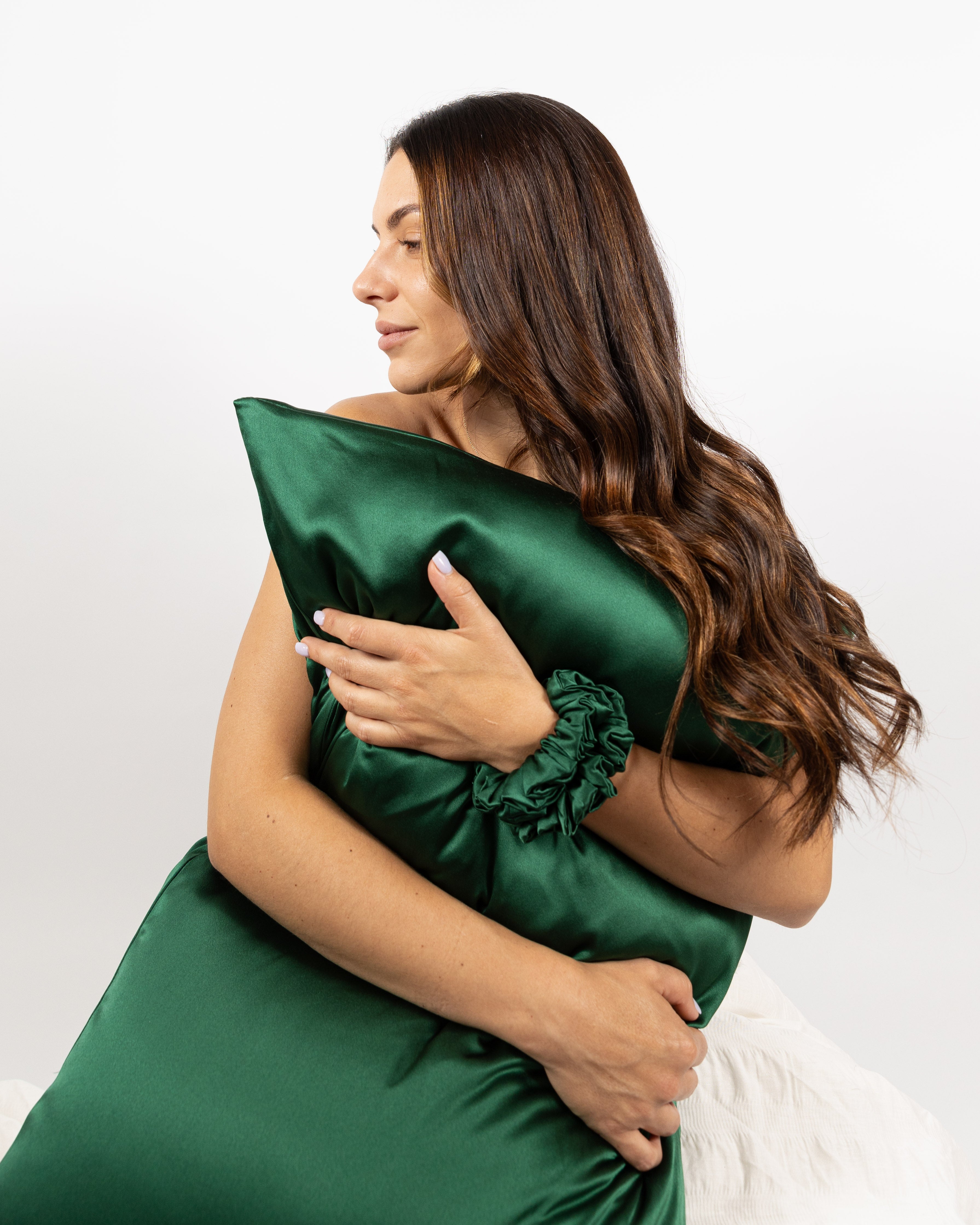 Scrunchy 100% Mulberry Silk - Pine Green