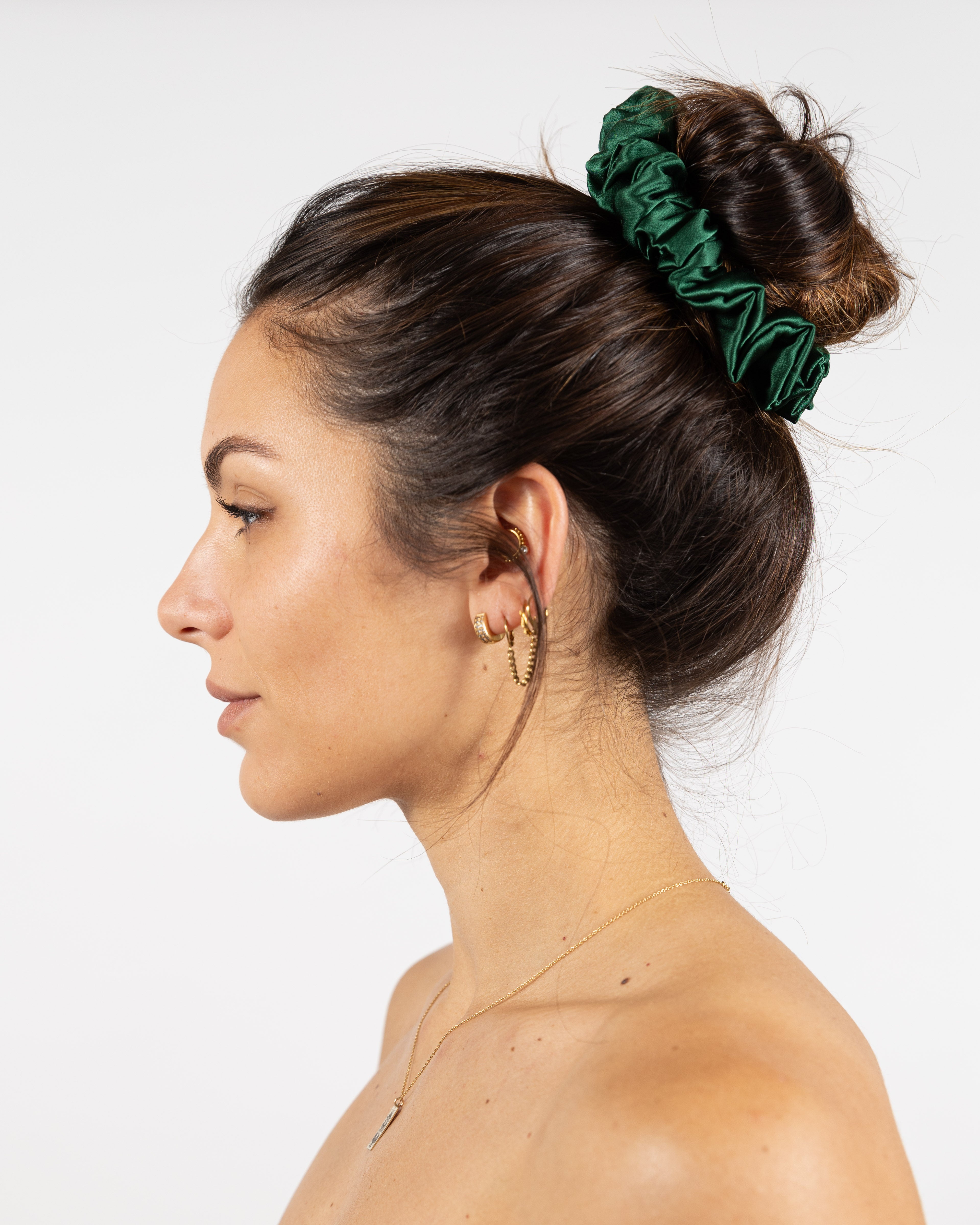 Scrunchy 100% Mulberry Silk - Pine Green
