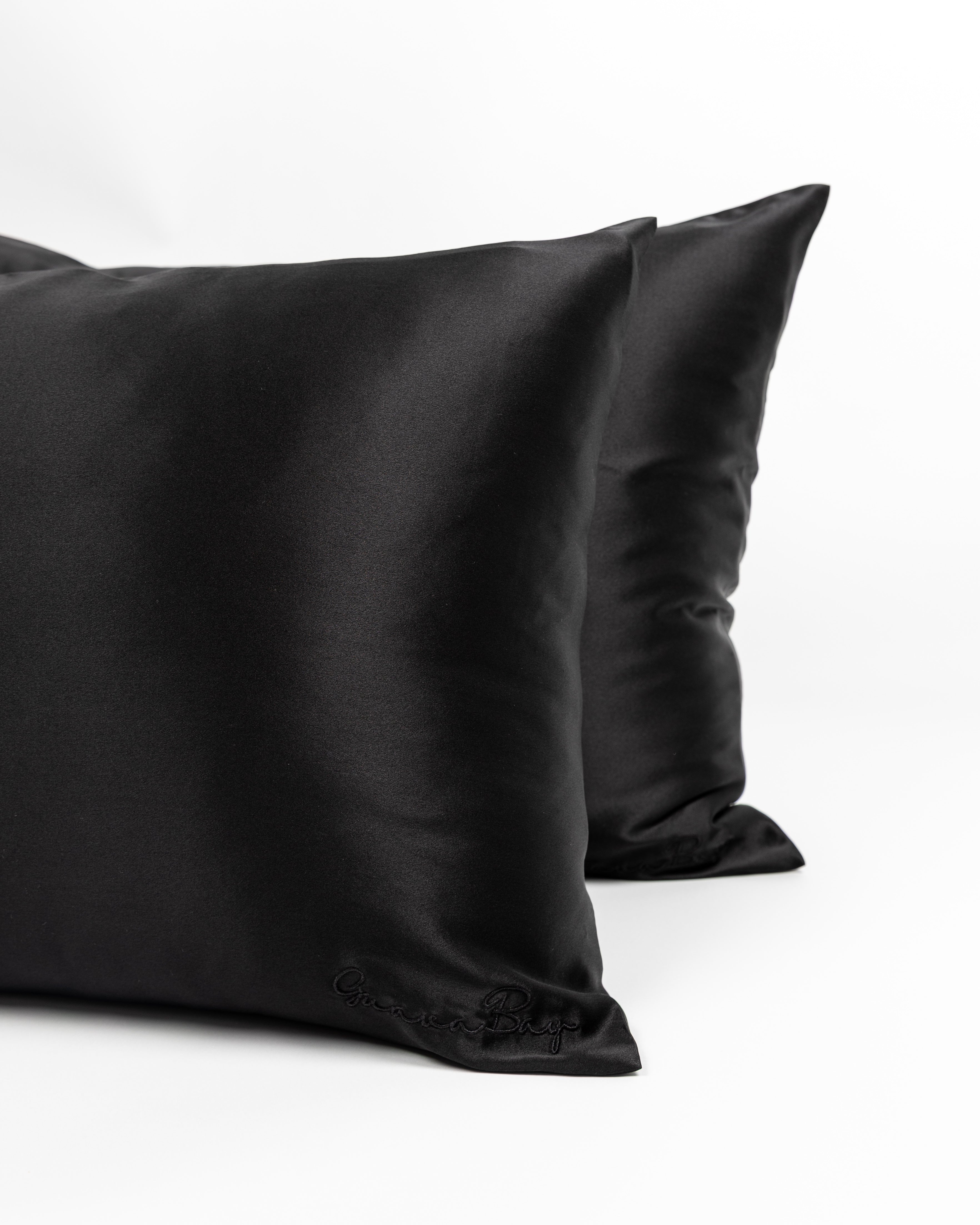 Set of 2 Pillowcases 100% Mulberry Silk – Midnight Black