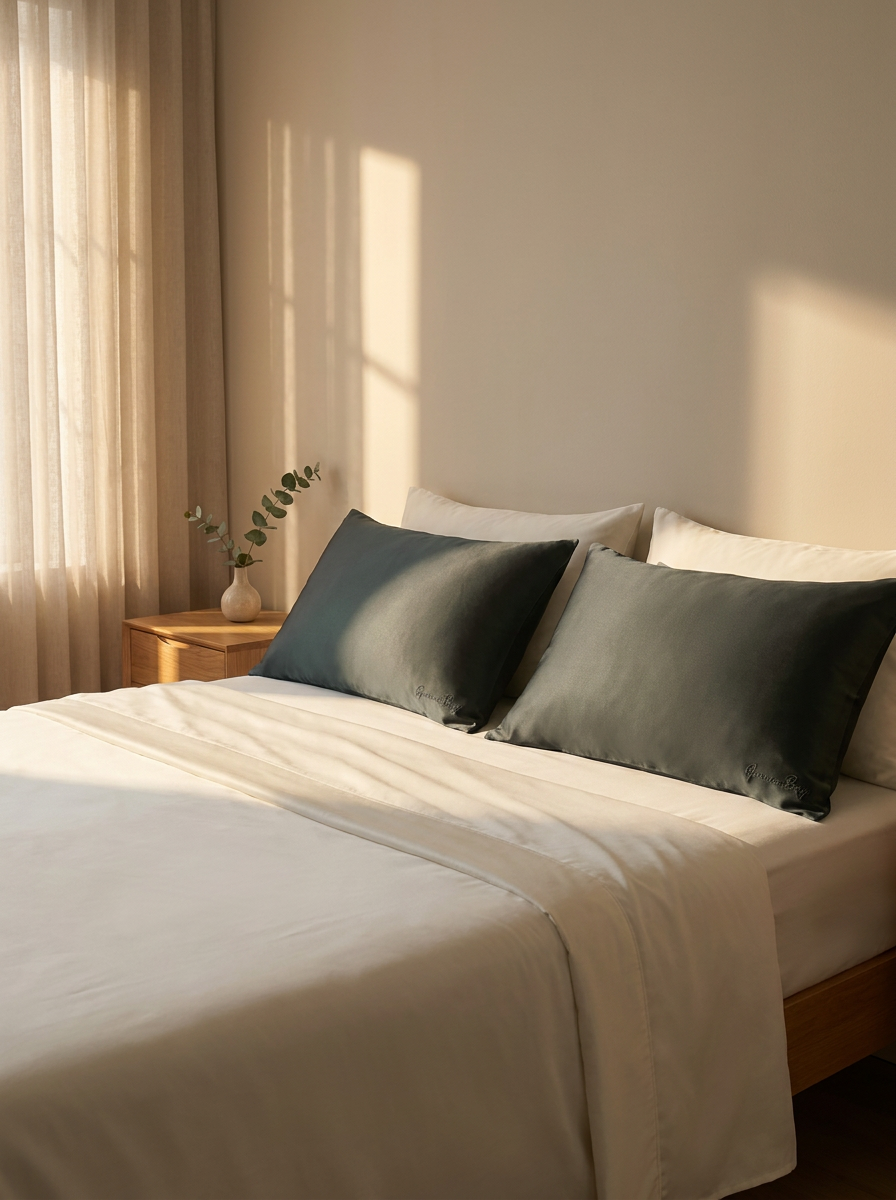 Pillowcase 100% Mulberry Silk – Charcoal